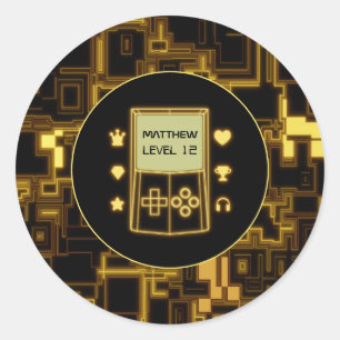 Gelbe Glow-Handheld-Konsole Runder Aufkleber