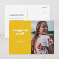Gelbe Glückwunsch Grad Foto Abschluss Einladung
