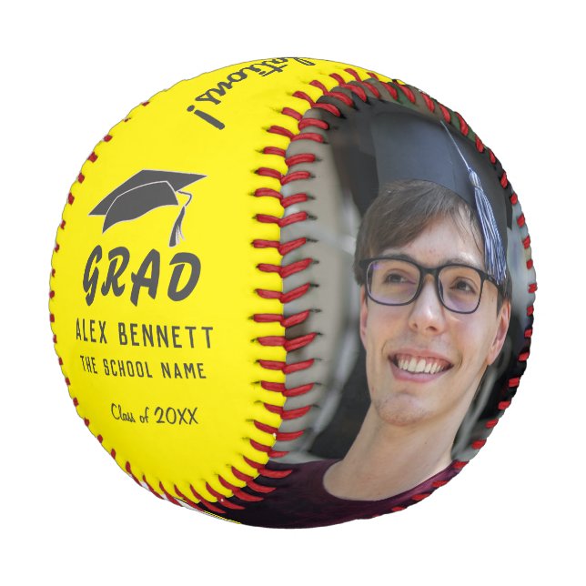 Gelbe Glückwünsche Grad Graduierung Cap 2 Foto Baseball (Schrägansicht)