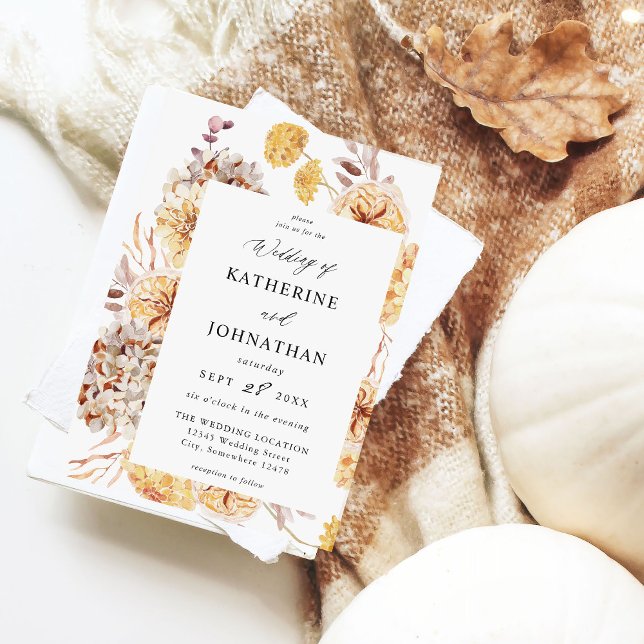 Gelbe goldene Blumenzehen Einladung (Von Creator hochgeladen)