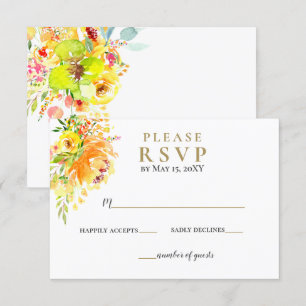 Gelbe goldene Blütenhochzeit RSVP Karte
