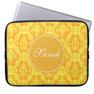 gelbe goldene Damastonografie Laptopschutzhülle