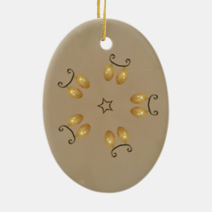 Gelbe goldene Ei Muster Ostereier Rustikal Beige Keramik Ornament