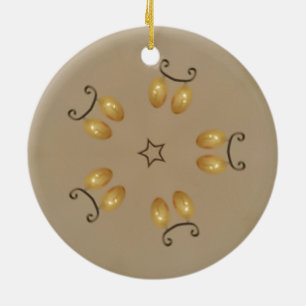 Gelbe goldene Ei Muster Ostereier Rustikal Beige Keramikornament