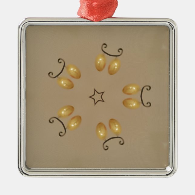 Gelbe goldene Ei Muster Ostereier Rustikal Beige Ornament Aus Metall (Vorne)