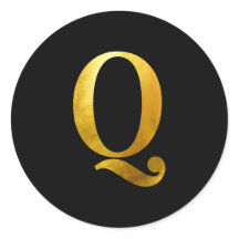 Gelbe goldene Fohlen Monogram Q auf schwarz