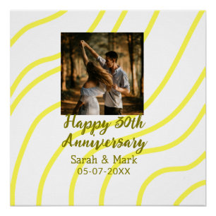 Gelbe goldene Foto 30. Hochzeitstag Name Poster