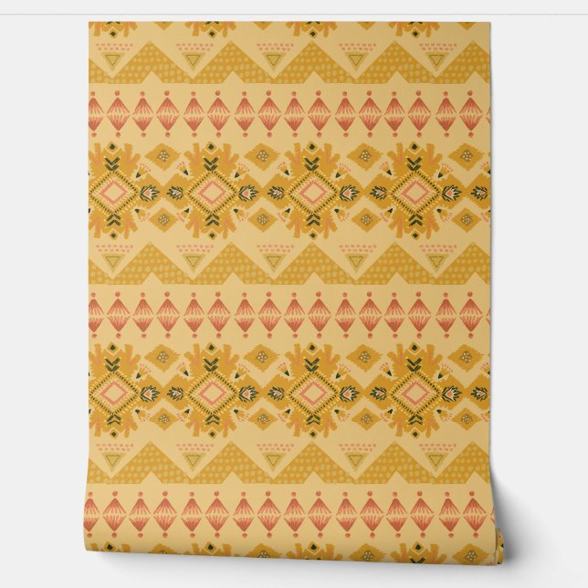 Gelbe goldene Muster Wallpaper Tapete (Abrollen)