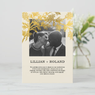 Gelbe & Goldene Paar-Foto-Rustikale Collage Hochze Einladung