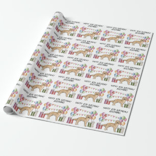 Gelbe goldene Retriever farbenfrohe Pasta Geburtst Geschenkpapier