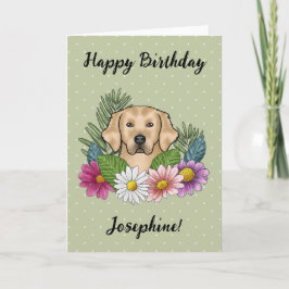 Gelbe goldene Retriever farbige Blume Geburtstag Karte