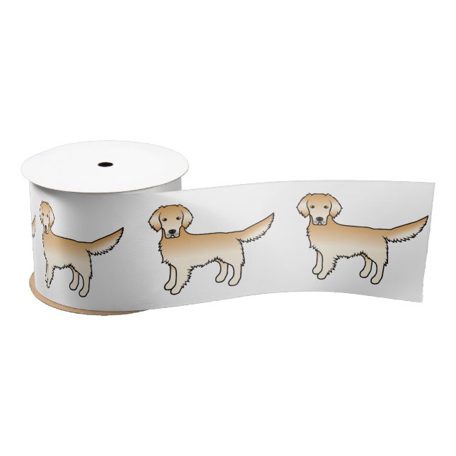 Gelbe goldene Retriever Niedliche Cartoon Hunde Satinband (Spule)