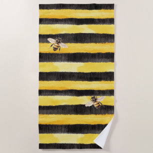 Gelbe Goldene Schwarze Streifen Honigbiene  Strandtuch