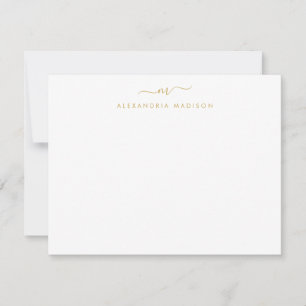 Gelbe goldene Script Monogram Chic Swash Stationie Mitteilungskarte