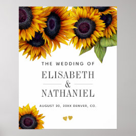 Gelbe goldene Sonnenblumen rustikales Begrüßungsze Poster