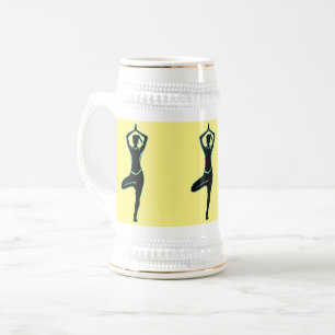 Gelbe & Goldene Stehende-Pose-Yogastein Bierglas