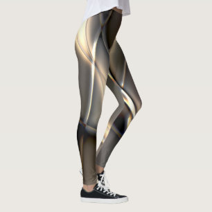 Gelbe goldene Striche und gedrehte Quadrate auf Se Leggings
