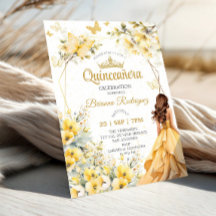 Gelbe goldene Tiara Floral Schmetterling Quinceañe