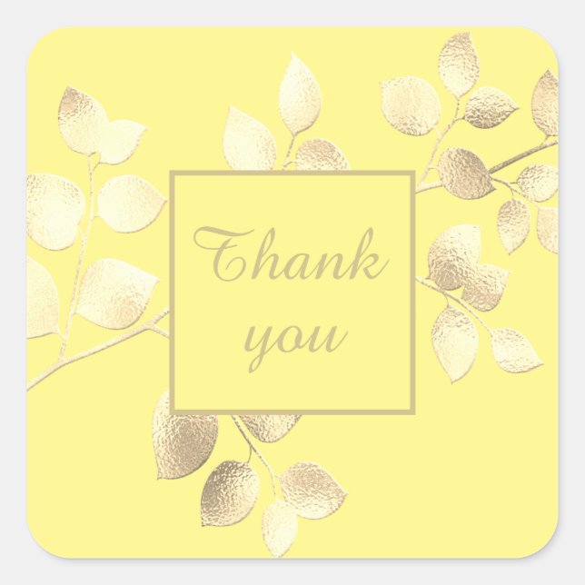Gelbe goldgelbe Blätter quadratischer Aufkleber (Vorderseite)