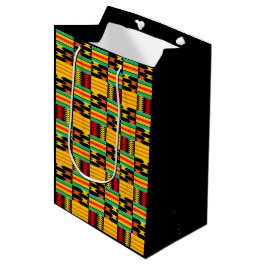Gelbe Goldmedaille Schwarzer Comb Kente Gift Bag Mittlere Geschenktüte