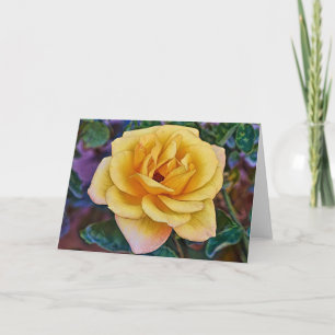 Gelbe Goldrose Blumenkunst Notizkarte Karte
