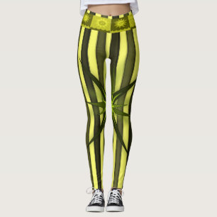 gelbe Goldstern gestreifte Leggings Frauen