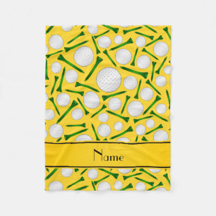 Gelbe Golfbälle mit personalisiertem Namen T-Shirt Fleecedecke