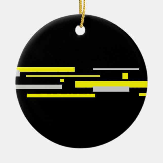 Gelbe graue Blöcke Abstrakte Kunst Keramik Ornament (Vorne)