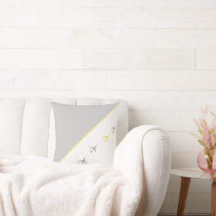 Gelbe graue Flugzeug Flugzeuge Fliegen Kissen