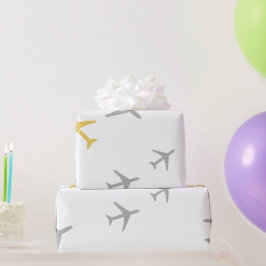 Gelbe graue Flugzeug Flugzeuge Fly Airways Geschenkpapier