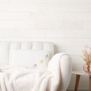 Gelbe graue Flugzeug Flugzeuge Fly Airways Lendenkissen