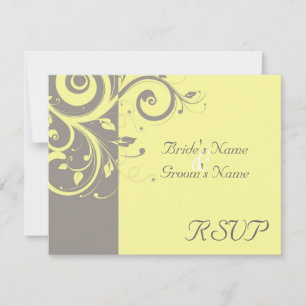 Gelbe, graue Hochzeit RSVP mit umgekehrtem Strudel Karte