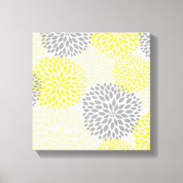Gelbe graue, moderne Dahlienblütenkunst Leinwanddruck