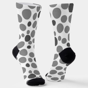 Gelbe graue Polka-Punkte auf weißem Hintergrund Socken