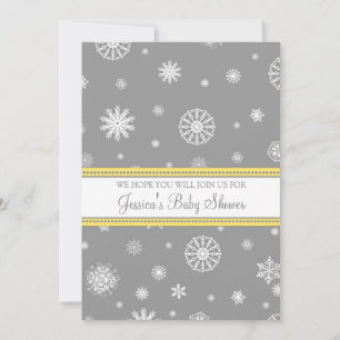 Gelbe graue Schnee-Weihnachtsbrauch-Babyparty Einladung