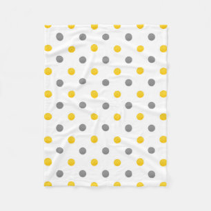 Gelbe graue Wasserfarben Polka Dots Fleecedecke