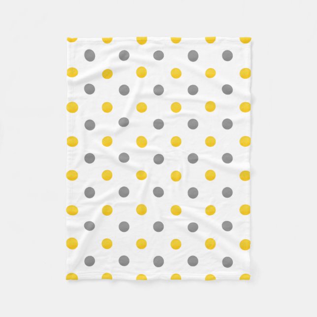 Gelbe graue Wasserfarben Polka Dots Fleecedecke (Vorderseite)