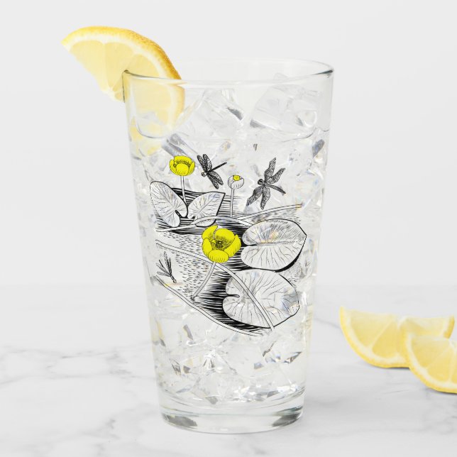 Gelbe Gravur der Seerosen Glas (Vorderseite Ice)