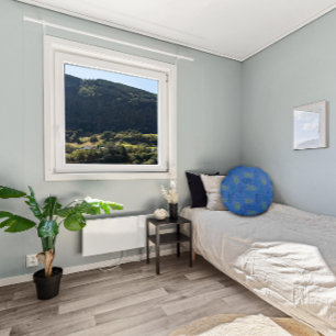 Gelbe grüne Blätter blau Rundes Kissen