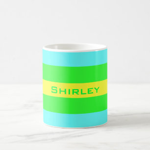 Gelbe, grüne, blaue breite Streifen von Shirley Ta Tasse