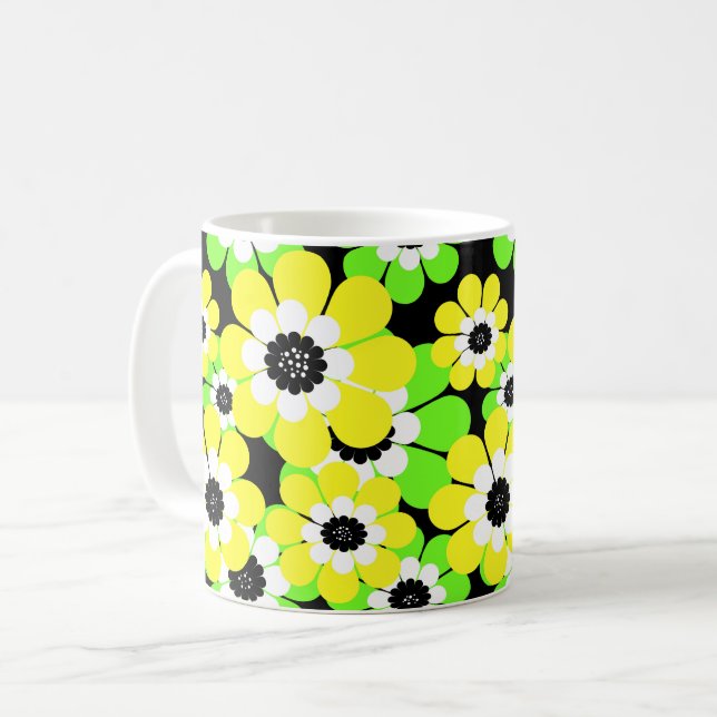 Gelbe grüne Blume Tasse (Vorderseite Links)