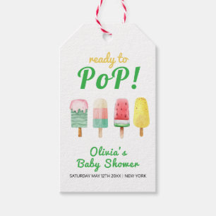 Gelbe grüne Eiscreme für den Pop Babydusche Geschenkanhänger