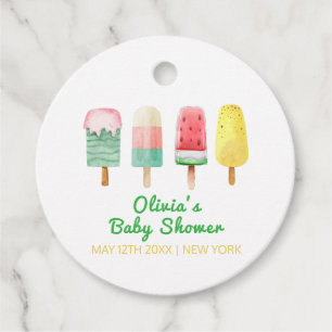 Gelbe grüne Eiscreme für den Pop Babydusche Geschenkanhänger