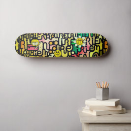 Gelbe grüne Fun Emoji Sarcastic Malerei Skateboard