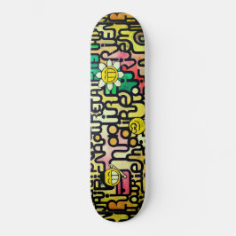 Gelbe grüne Fun Emoji Sarcastic Malerei Skateboard