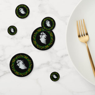 Gelbe grüne Lady in weißem Ghost Halloween Konfetti