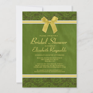 Gelbe grüne Landspitze Bridal Dusche Einladung