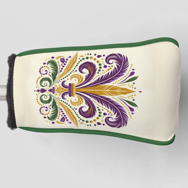 Gelbe, grüne lila Lilie Federn Golf Headcover (Vorderseite)