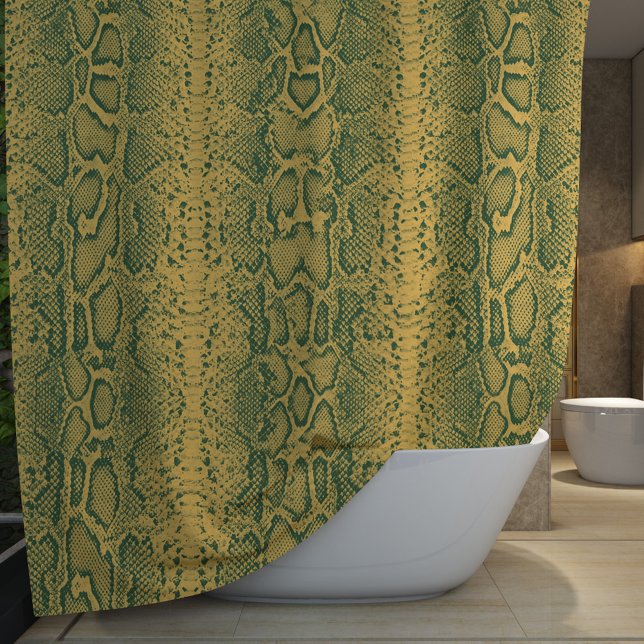 Gelbe grüne Schlange Hautfarbe Duschvorhang (Yellow Green Snake Skin Animal Print Shower Curtain by Looly Elzayat
)