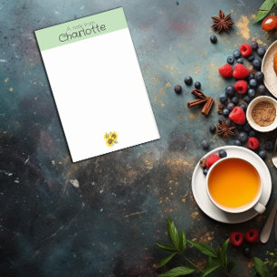 Gelbe grüne Sonnenblumenbezeichnung Nachhinweise Post-it Klebezettel